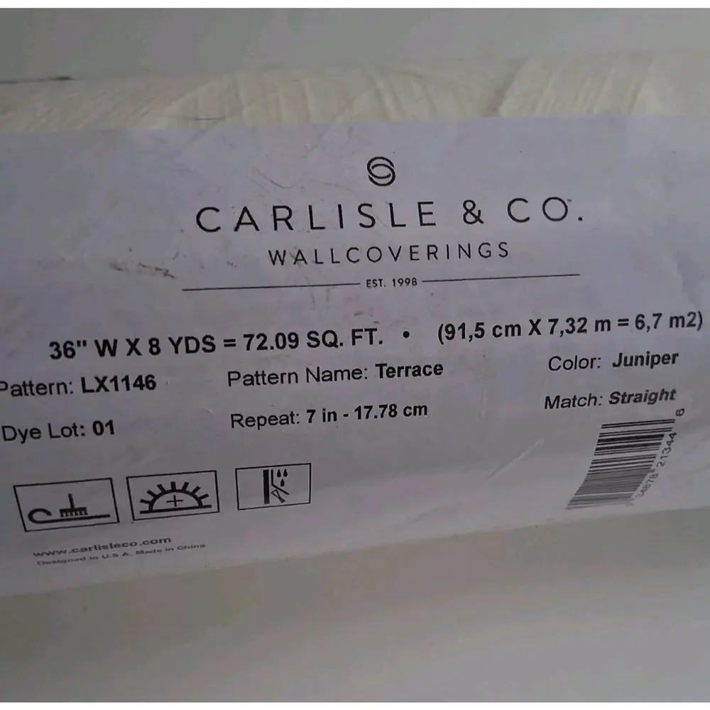 Carlisle & Co Wallcovering Terrace LX1146 Juniper. 8yd Roll